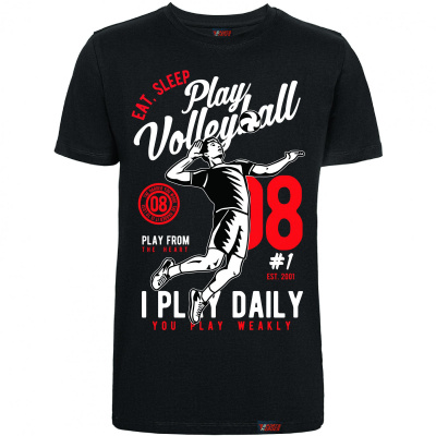 Футболка "Eat, sleep, play volleyball", волейбол, черная, мужская