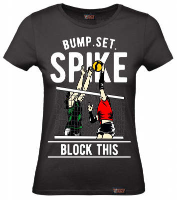 Футболка "Bump. Set. Spike", волейбол, черная, женская