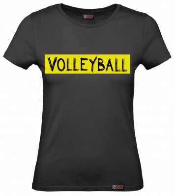 Футболка "Volleyball yellow", волейбол, черная, женская