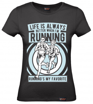 Футболка "Running is my favorite", бег, черная, женская