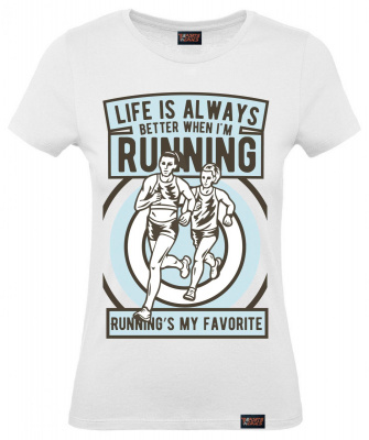 Футболка "Running is my favorite", бег, белая, женская
