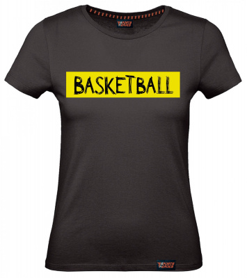 Футболка "Basketball yellow", баскетбол, черная, женская